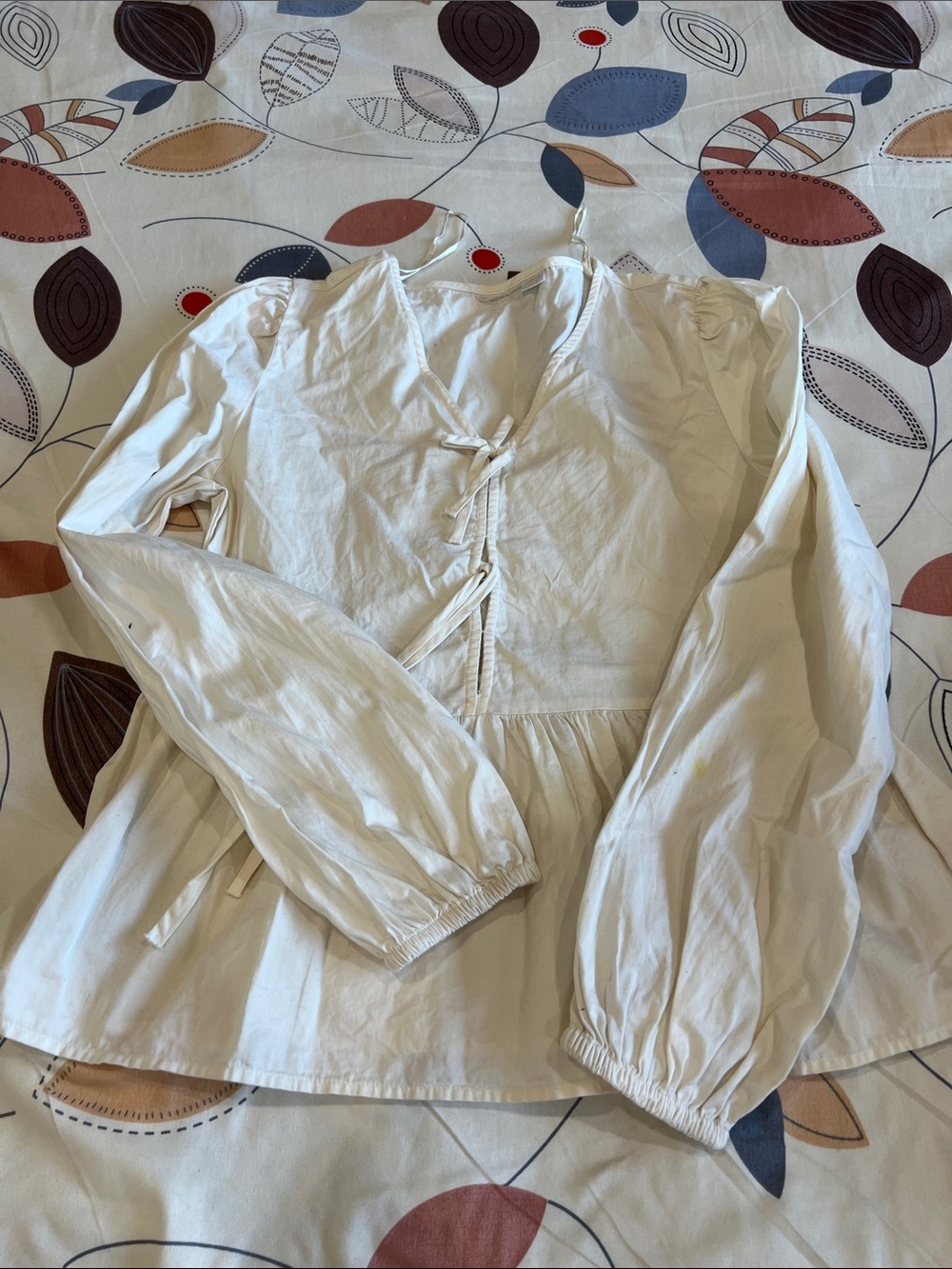 Cream Tie-Front Peplum Blouse Jacket